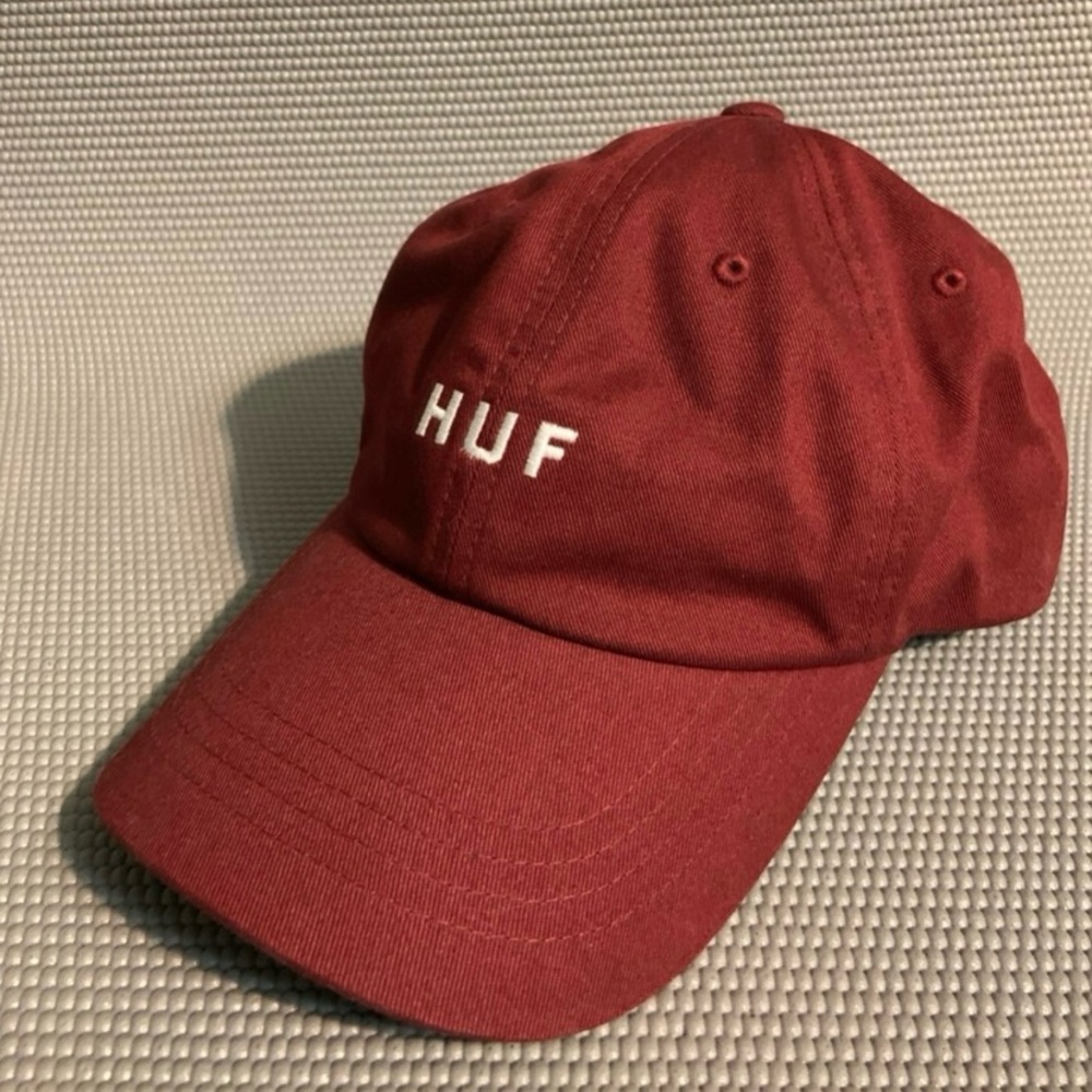 NEW! HUF SET OG CURVED VISOR 6-PANEL HAT Maroon clasp back